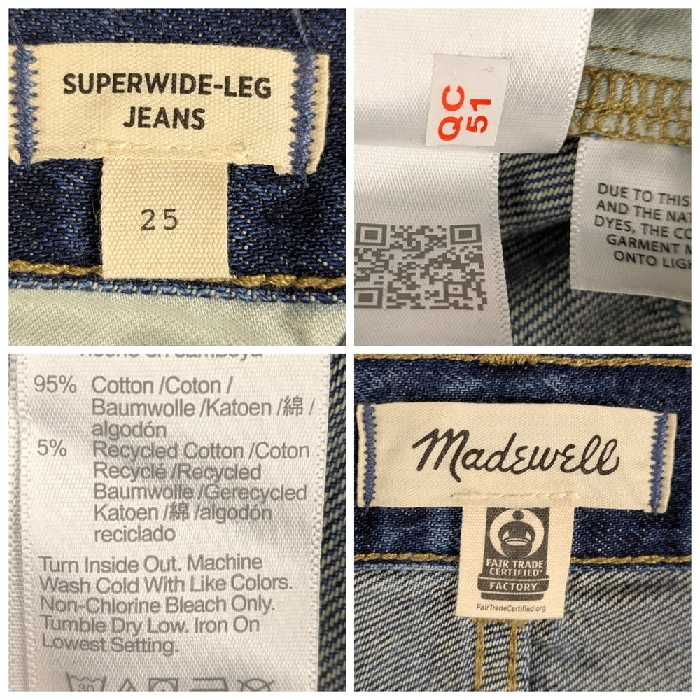 Madewell Superwide Leg High Rise Jeans Size 25 Medium Wash Wide Leg Denim  J1794 - Picture 11 of 11